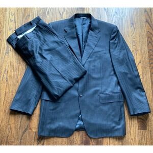 Canali Suit Mens Size 44R Jacket 35x31 Pants Gray Pinstripe Wool Made In Italy